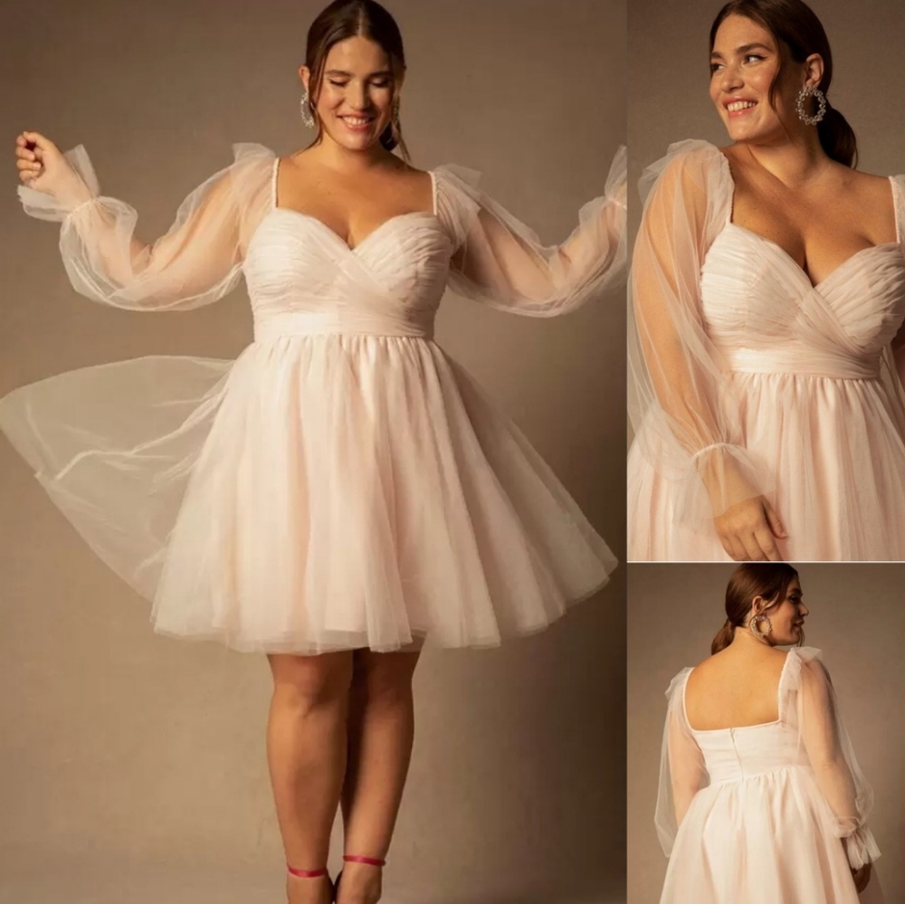 Bridal by ELOQUII Off The Shoulder Empire Mini Dress Size 14